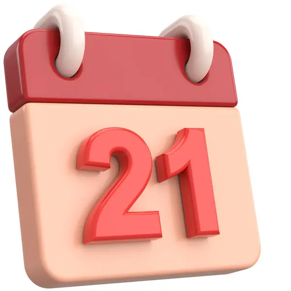 21日 月の21日 カレンダー 3Dイラスト — ストック写真
