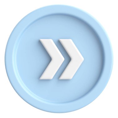 Sonraki düğme. Devam et düğmesi. 3B illüstrasyon.