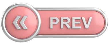 Önceki düğme. Arka düğme. 3B illüstrasyon.
