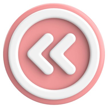 Önceki düğme. Arka düğme. 3B illüstrasyon.