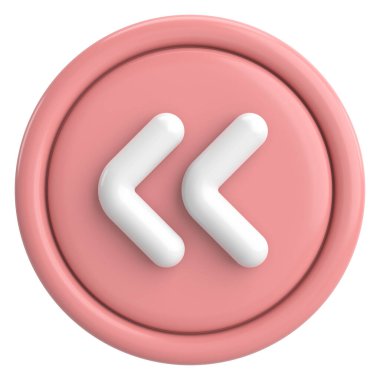 Önceki düğme. Arka düğme. 3B illüstrasyon.