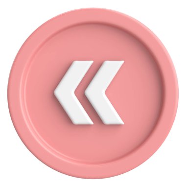 Önceki düğme. Arka düğme. 3B illüstrasyon.