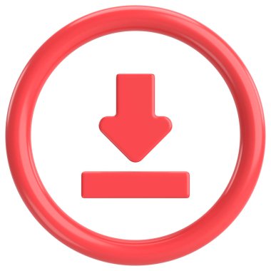 İndirme düğmesi. Simge indir. 3B illüstrasyon.