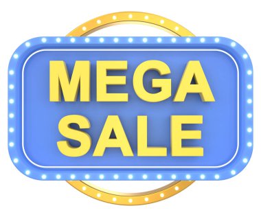 Mega Satış. İmza tahtası. 3B illüstrasyon.