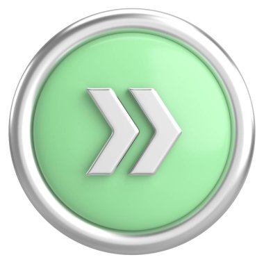 Sonraki düğme. Devam et düğmesi. 3B illüstrasyon.