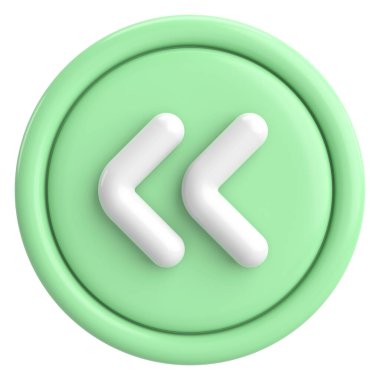 Önceki düğme. Arka düğme. 3B illüstrasyon.