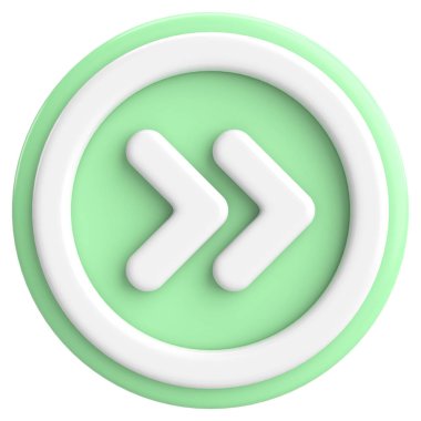 Sonraki düğme. Devam et düğmesi. 3B illüstrasyon.