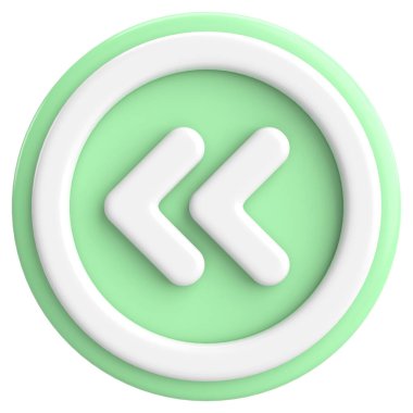 Önceki düğme. Arka düğme. 3B illüstrasyon.