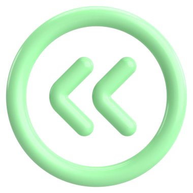 Önceki düğme. Arka düğme. 3B illüstrasyon.