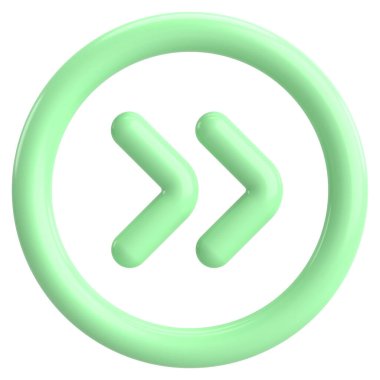 Sonraki düğme. Devam et düğmesi. 3B illüstrasyon.