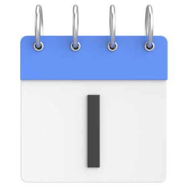 Üç boyutlu takvim. Birinci gün. Ayın ilk günü. 3B illüstrasyon.