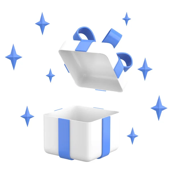 Hediye Kutusu açıldı. Üç boyutlu hediye kutusu. 3B illüstrasyon.