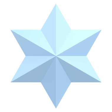 Üç boyutlu yıldız. Yıldız şeklinde. 3B illüstrasyon.