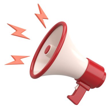 3D Magaphone. Duyuru. 3B Görüntü.