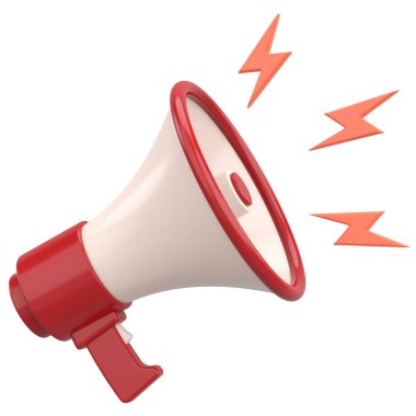 3D Magaphone. Duyuru. 3B Görüntü.