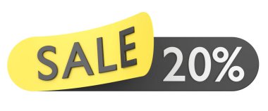 Yüzde yirmi indirimli. % 20 indirimli. 3B ilüstrasyon.