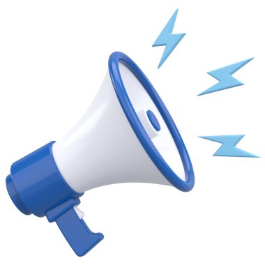 3D Magaphone. Duyuru. 3B Görüntü.