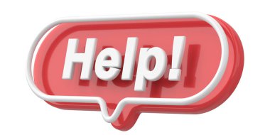 Yardım edin! Kelime ve deyim. 3B illüstrasyon.