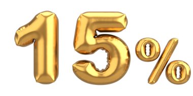 Yüzde on beş. % 15 balon mesajı. 3B illüstrasyon.
