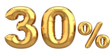 Yüzde otuz. % 30 balon mesajı. 3B illüstrasyon.
