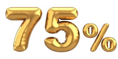 Yüzde yetmiş beş. % 75 balon mesajı. 3B illüstrasyon.