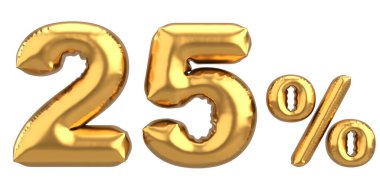 Yüzde yirmi beş. % 25 balon mesajı. 3B illüstrasyon.