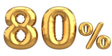 Yüzde seksen. % 80 balon mesajı. 3B illüstrasyon.