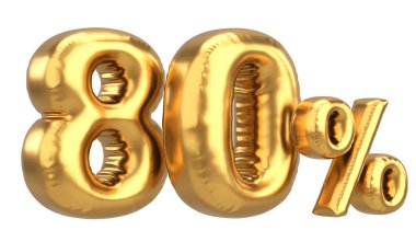 Yüzde seksen. % 80 balon mesajı. 3B illüstrasyon.