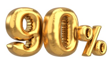 Yüzde doksan. % 90 balon mesajı. 3B illüstrasyon.