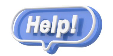 Yardım edin! Kelime ve deyim. 3B illüstrasyon.