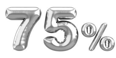 Yüzde yetmiş beş. % 75 balon mesajı. 3B illüstrasyon.