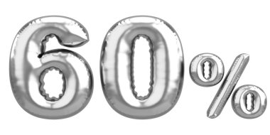 Yüzde altmış. % 60 balon mesajı. 3B illüstrasyon.