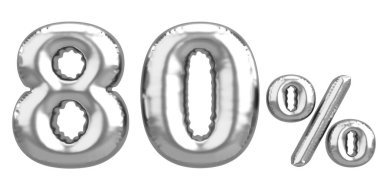 Yüzde seksen. % 80 balon mesajı. 3B illüstrasyon.