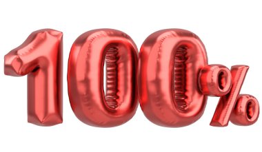 Yüzde yüz. % 100 balon mesajı. 3B illüstrasyon.