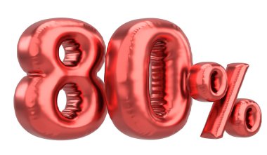 Yüzde seksen. % 80 balon mesajı. 3B illüstrasyon.