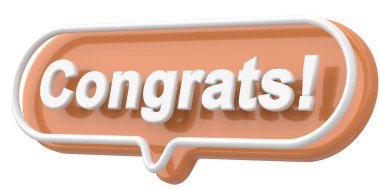 Tebrik ederim. Kelime ve deyim. 3B illüstrasyon.