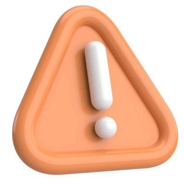 Uyarı işareti. Ünlem işareti. 3B illüstrasyon.