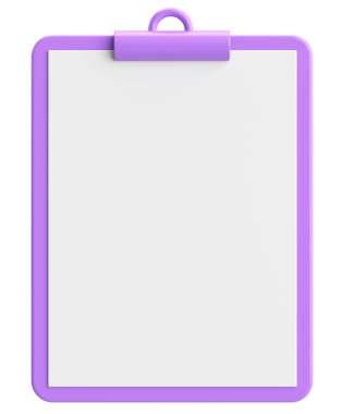 Not kağıdıyla birlikte pano. 3B illüstrasyon.