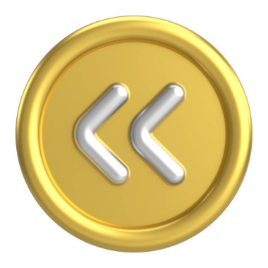 Önceki düğme. Arka düğme. 3B illüstrasyon.