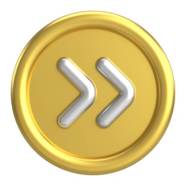 Sonraki düğme. Devam et düğmesi. 3B illüstrasyon.