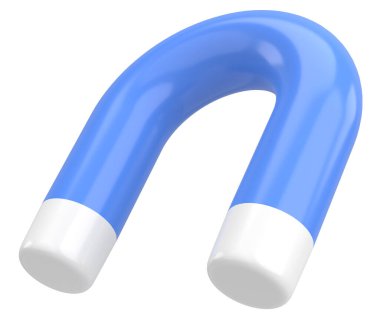 Manyetik çekim. Üç boyutlu mıknatıs. 3B illüstrasyon.