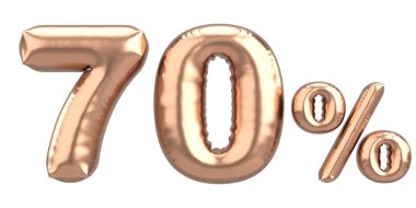 Yüzde yetmiş. % 70 balon mesajı. 3B illüstrasyon.