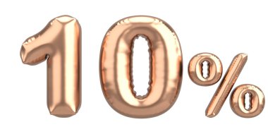 Yüzde on. % 10 balon mesajı. 3B illüstrasyon.