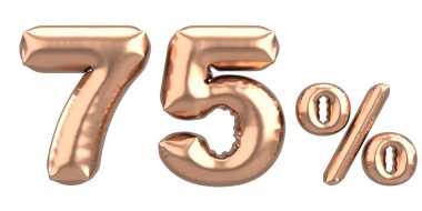 Yüzde yetmiş beş. % 75 balon mesajı. 3B illüstrasyon.