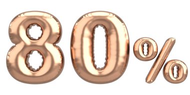 Yüzde seksen. % 80 balon mesajı. 3B illüstrasyon.