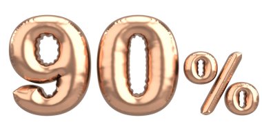 Yüzde doksan. % 90 balon mesajı. 3B illüstrasyon.