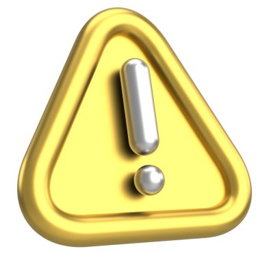 Uyarı işareti. Ünlem işareti. 3B illüstrasyon.