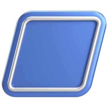 3 boyutlu eşkenar dörtgen düğmesi. Boş tuş. 3B illüstrasyon.