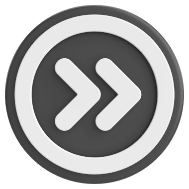 Sonraki düğme. Devam et düğmesi. 3B illüstrasyon.