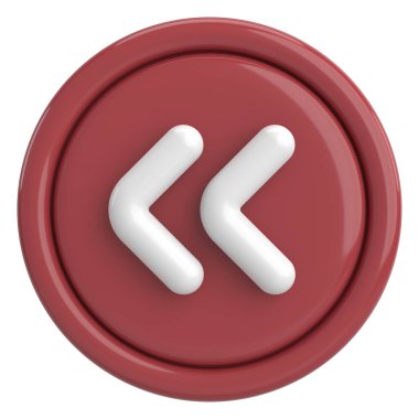 Önceki düğme. Arka düğme. 3B illüstrasyon.